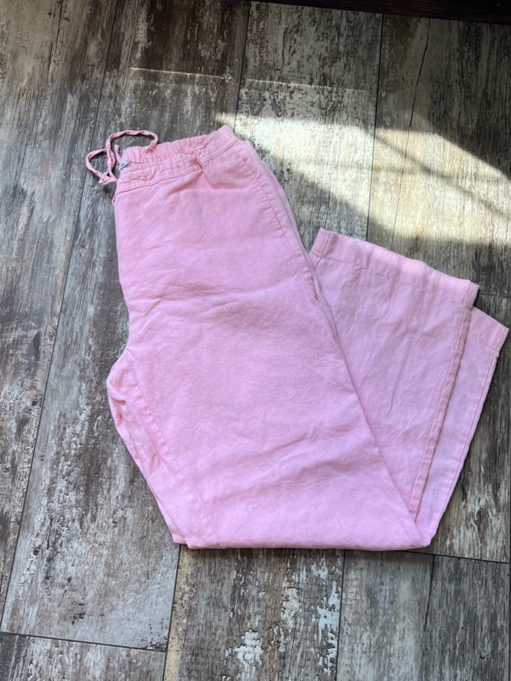 Light Pink Linen  Wide Leg Pants